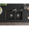 Mexen Tomas granitový drez 2-komorový 800 x 500 mm, čierny/zlatý metalik, sifón chróm - 6516802000-75