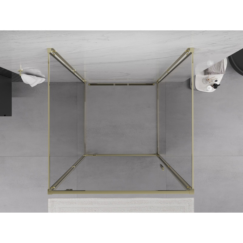 Mexen Exo-BR 3S 3-stenný sprchovací kút s otvorom 70 x 70 cm, transparentný, zlatý - 8181-070-070-50-00-3S