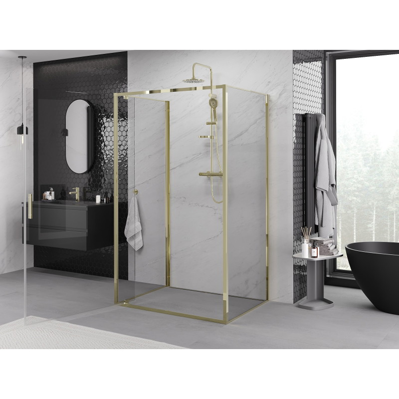 Mexen Exo-BR 3S sprchová kabína 3-stenná otváracia 85 x 70 cm, transparentná, zlatá - 8181-085-070-50-00-3S
