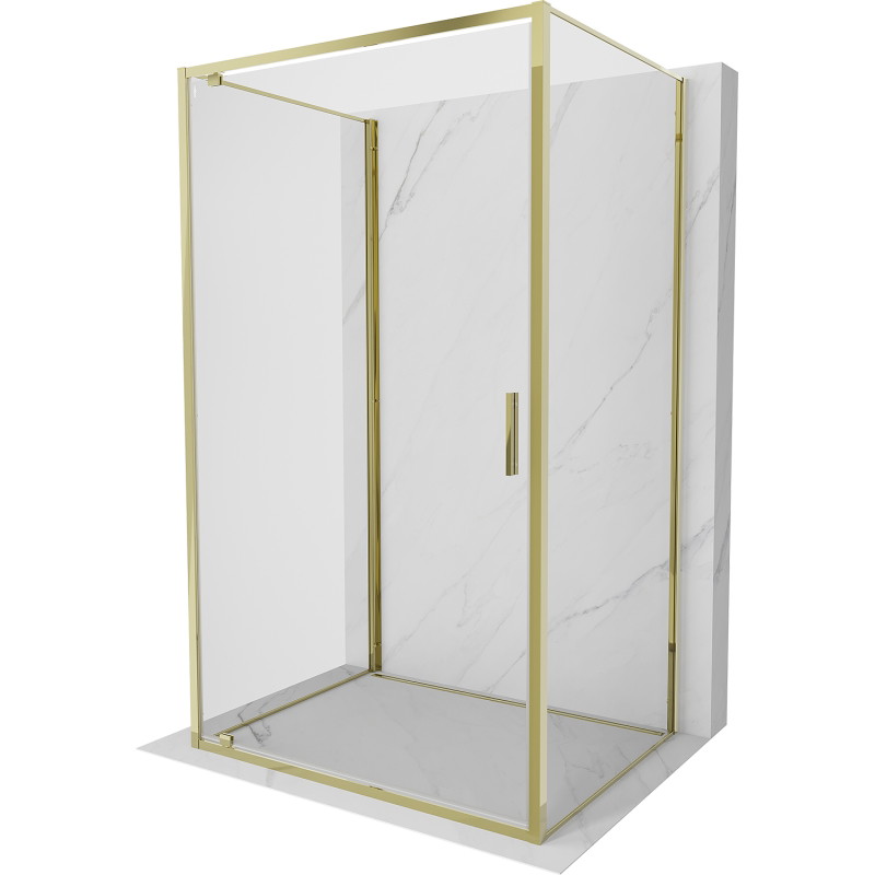 Mexen Exo-BR 3S sprchovací kút 3-stenný, otváravý, 90 x 70 cm, transparentný, zlatý - 8181-090-070-50-00-3S