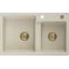 Mexen Tomas granitový drez 2-komorový 800 x 500 mm, béžový, zlatý sifón - 6516802000-69-G