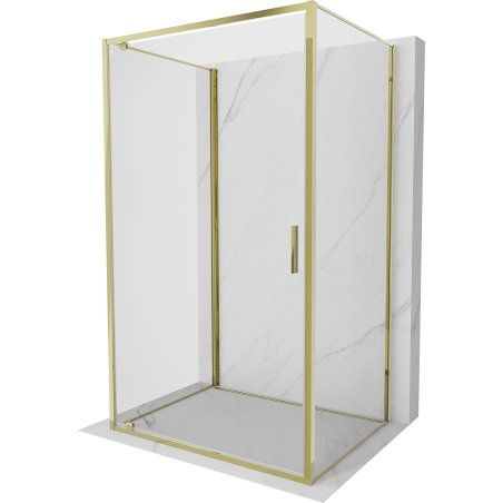 Mexen Exo-BR 3S sprchový kút 3-stenový sklopný 80 x 75 cm, transparentný, zlatý - 8181-080-075-50-00-3S