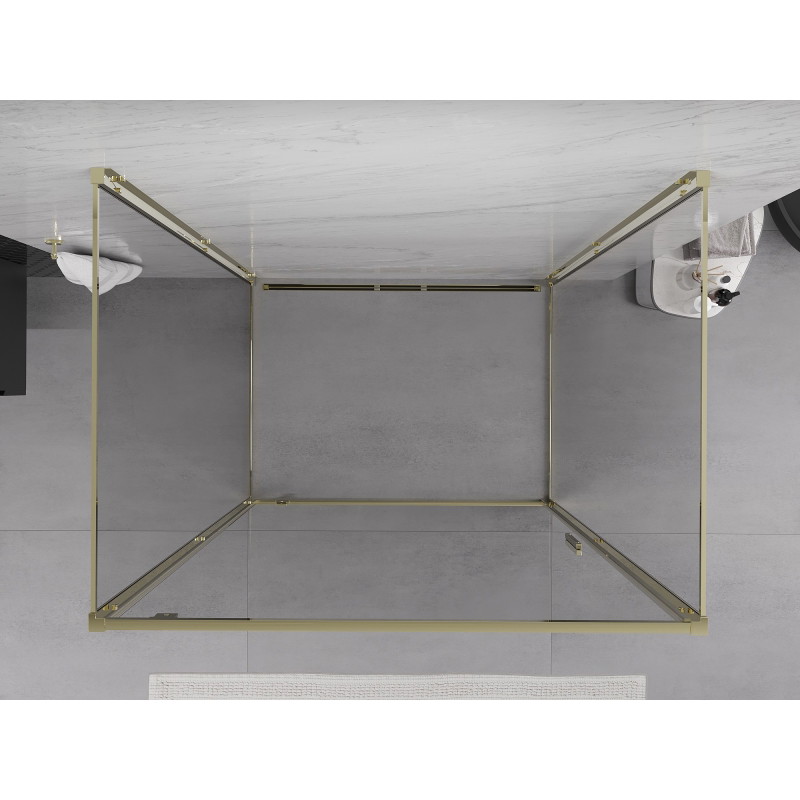 Mexen Exo-BR 3S sprchový kút 3-stenný otvárací 70 x 95 cm, transparentný, zlatý - 8181-070-095-50-00-3S