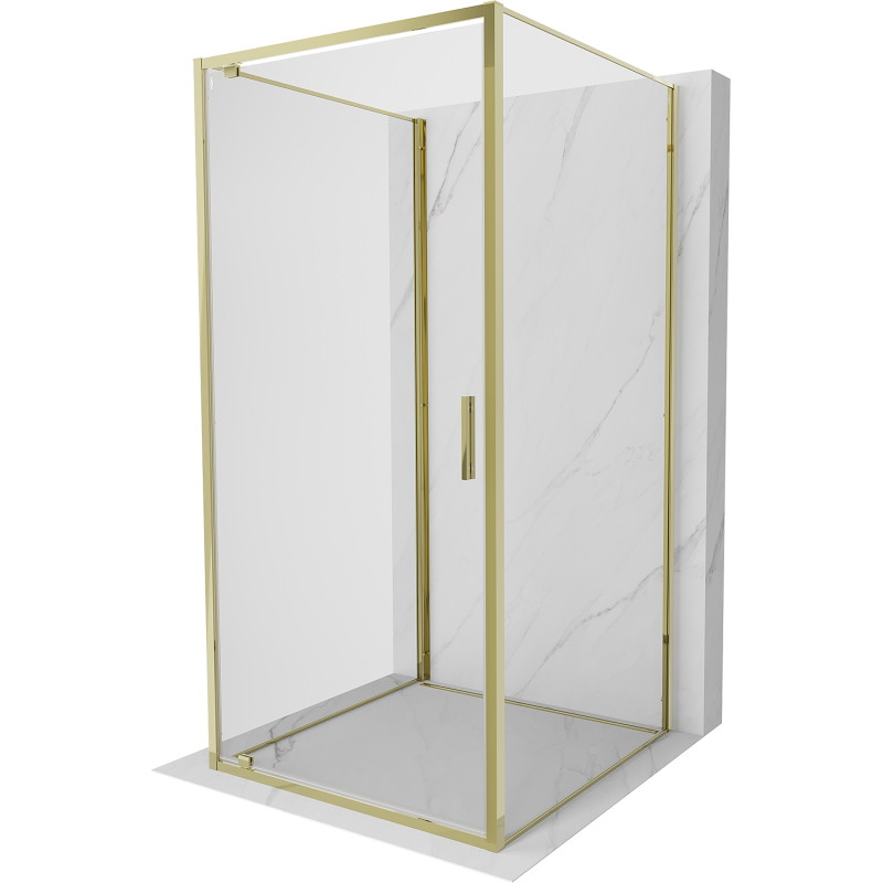 Mexen Exo-BR 3S sprchový kút 3-stenový výkyvný 95 x 95 cm, transparentný, zlatý - 8181-095-095-50-00-3S