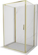 Mexen Exo-BR 3S 3-stenný sprchový kút s otváracími dverami 80 x 100 cm, transparentný, zlatý - 8181-080-100-50-00-3S