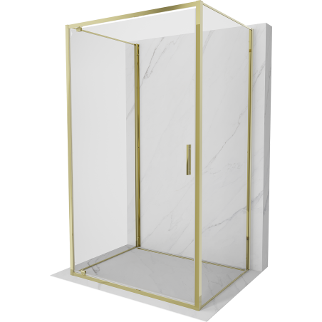 Mexen Exo-3S 3-stenná sprchová kabína s otváracími dverami 70 x 110 cm, transparentná, zlatá - 8181-070-110-50-00-3S