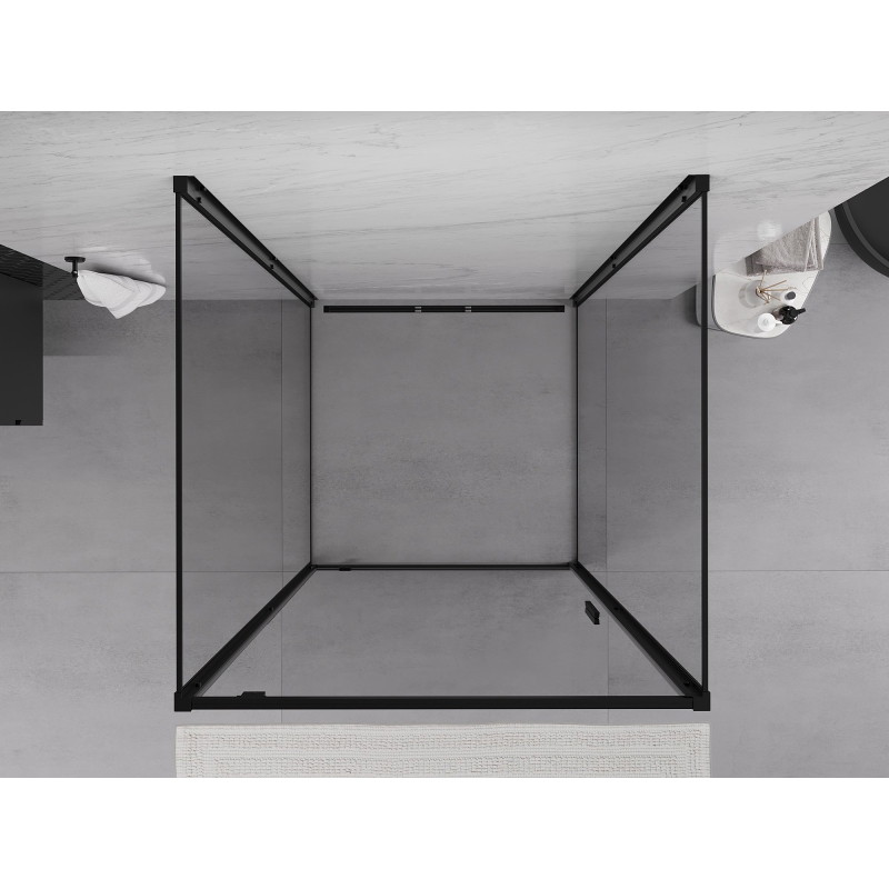 Mexen Exo-BR 3S sprchový kút trojstranný, 85 x 85 cm, transparentný, čierny - 8181-085-085-70-00-3S