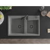 Mexen Tomas granitový kuchynský drez s 2 komorami 800 x 500 mm, sivý, čierny sifón - 6516802000-71-B