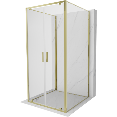Mexen Exo-BR Duo 3S sprchová kabína 3-stenná otváracia 80 x 80 cm, transparentná, zlatá - 8182-080-080-50-00-3S