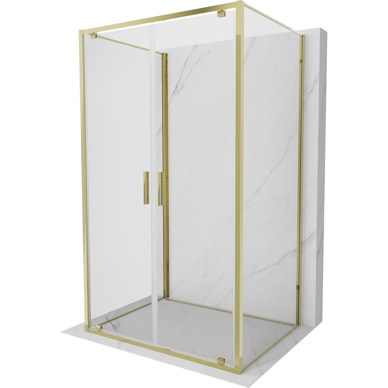 Mexen Exo-BR Duo 3S 3-stenná sprchová kabína s dverami 90 x 85 cm, transparentná, zlatá - 8182-090-085-50-00-3S