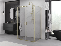 Mexen Exo-BR Duo 3S sprchový kút 3-stenový otvárací 120 x 85 cm, číry, zlatý - 8182-120-085-50-00-3S