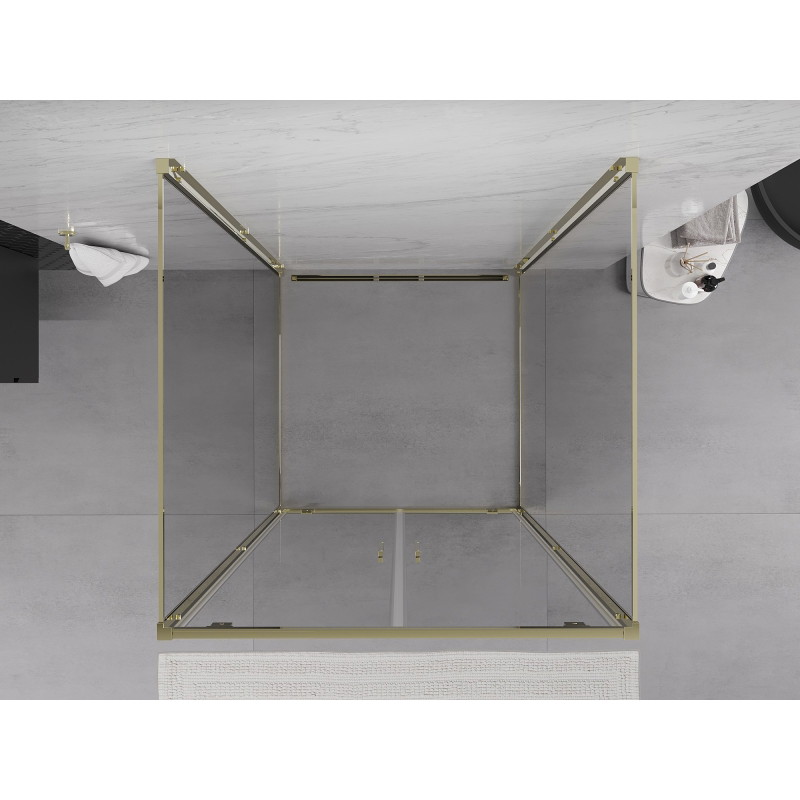 Mexen Exo-BR Duo 3S sprchový kút 3-stenný výklopný 90 x 90 cm, priehľadný, zlatý - 8182-090-090-50-00-3S