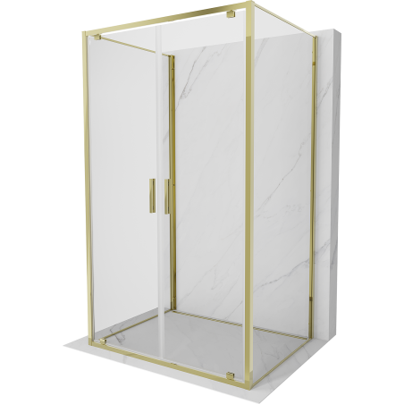 Mexen Exo-3S trojstranná sprchová kabína s otváracími dverami 100 x 90 cm, priehľadná, zlatá - 8182-100-090-50-00-3S