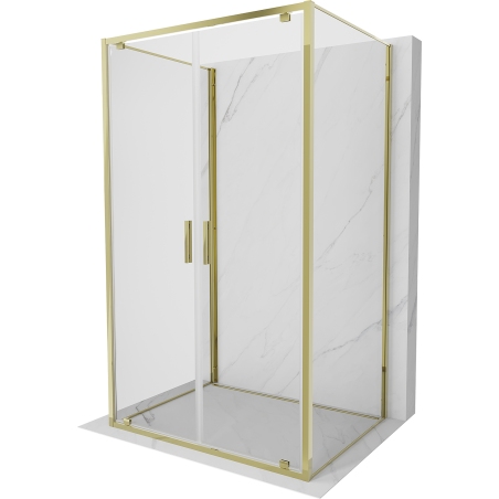 Mexen Exo-BR Duo 3S sprchová kabína 3-stenná otočná 90 x 100 cm, transparentná, zlatá - 8182-090-100-50-00-3S