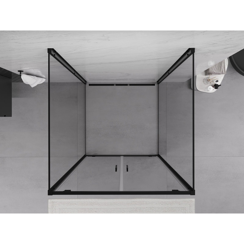 Mexen Exo-BR Duo 3S sprchovací kút 3-stenový skladací 70 x 70 cm, priehľadný, čierny - 8182-070-070-70-00-3S