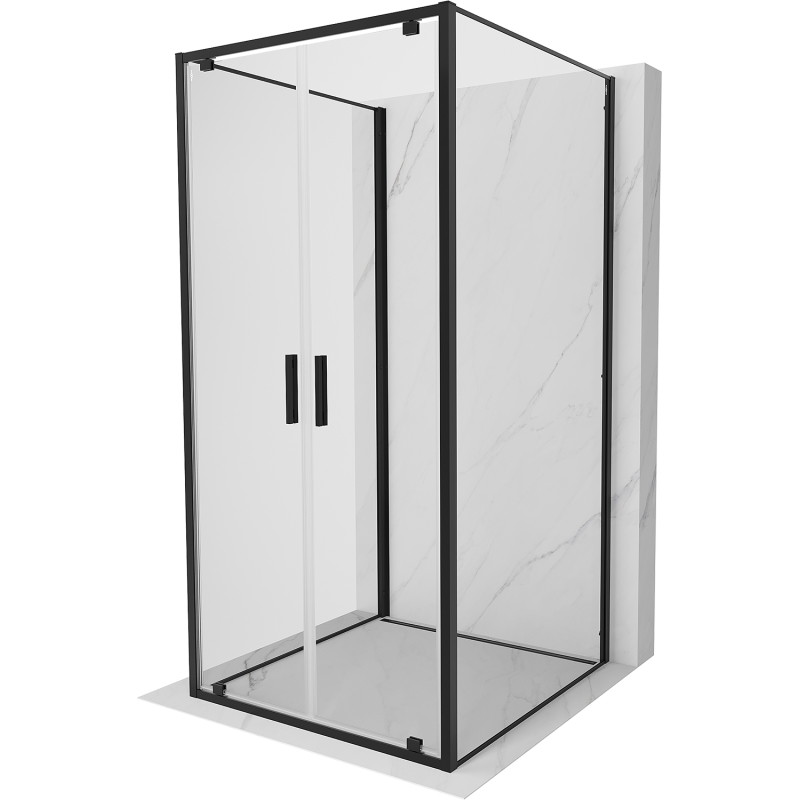 Mexen Exo-BR Duo 3S sprchová kabína 3-stenná otočná 110 x 110 cm, priehľadná, čierna - 8182-110-110-70-00-3S