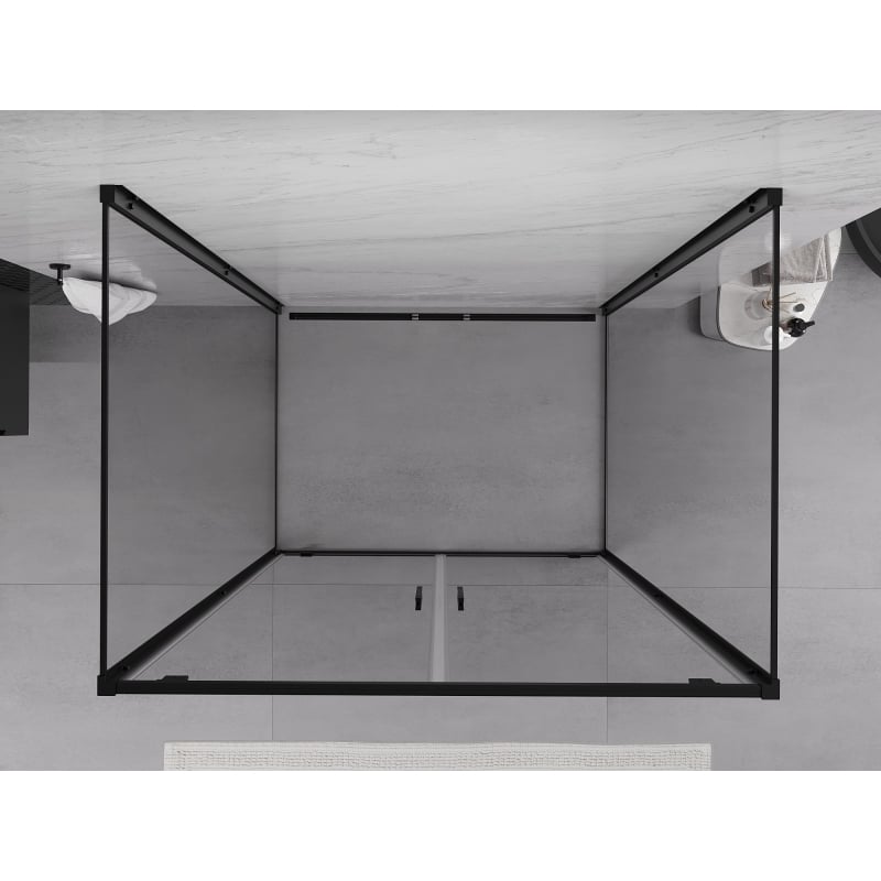 Mexen Exo-3S sprchový kút 3-stenový otočný 80 x 70 cm, transparentný, čierny - 8182-080-070-70-00-3S