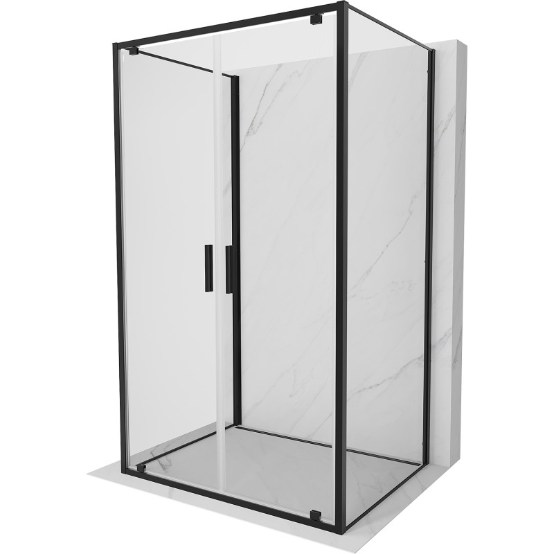Mexen Exo-BR Duo 3S sprchová kabína 3-stenová, otočná 120 x 70 cm, transparentná, čierna - 8182-120-070-70-00-3S