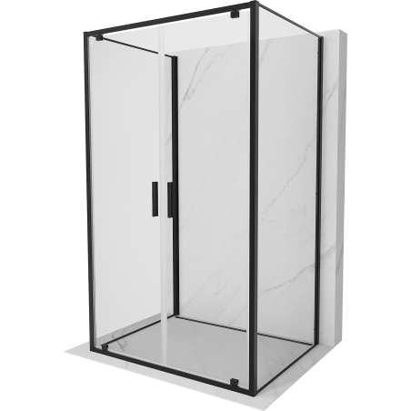 Mexen Exo-3S 3-stenová sprchová kabína otváracia 90 x 80 cm, transparentná, čierna - 8182-090-080-70-00-3S
