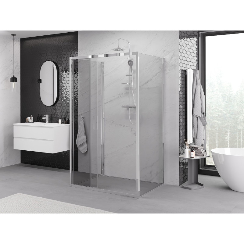 Mexen Exo-3S 3S sprchovací kút 3-stenný posuvný 90 x 70 cm, transparentný, chróm - 8153-090-070-01-00-3S