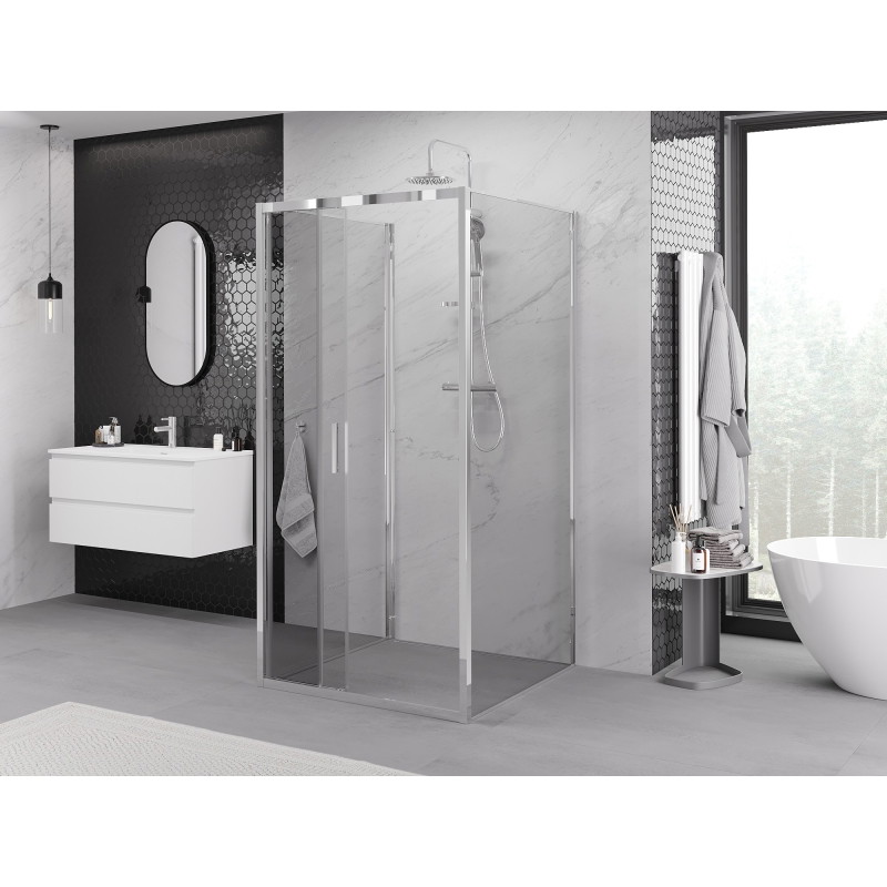 Mexen Exo-3S 3S sprchovací kút 3-stenový posuvný 80 x 80 cm, transparentný, chróm - 8153-080-080-01-00-3S