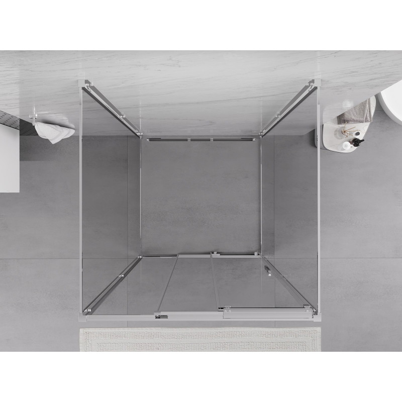 Mexen Exo-3S 3S trojstenná posuvná sprchová kabína 90 x 90 cm, transparentná, chróm - 8153-090-090-01-00-3S