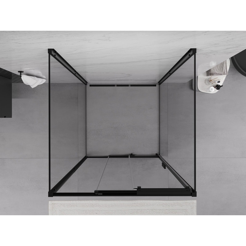 Mexen Exo-3S 3S 3-stenná posuvná sprchová kabína 90 x 90 cm, transparentná, čierna - 8153-090-090-70-00-3S