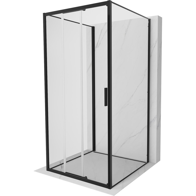 Mexen Exo-3S 3S sprchový kút 3-stenový posuvný 100 x 100 cm, transparentný, čierny - 8153-100-100-70-00-3S