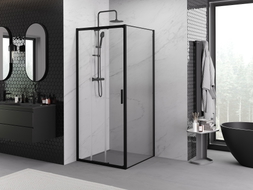 Mexen Exo-3S sprchovací kút posuvný 90 x 90 cm, transparentný, čierny - 8153-090-090-70-00