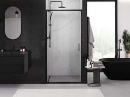 Mexen Exo-3S posuvné sprchové dvere 75 cm, priesvitné, čierne - 8153-075-000-70-00