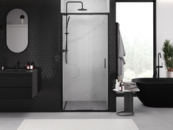 Mexen Exo-3S posuvné sprchové dvere 95 cm, priehľadné, čierne - 8153-095-000-70-00