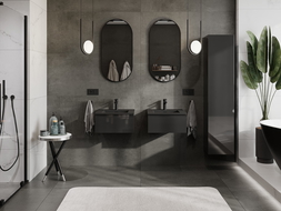 Mexen Orio kúpeľňová skrinka 50 cm s umývadlom Otis, 1 zásuvka, čierny lesk/čierny mat - 91A10-05023-1-BF70-W18M71