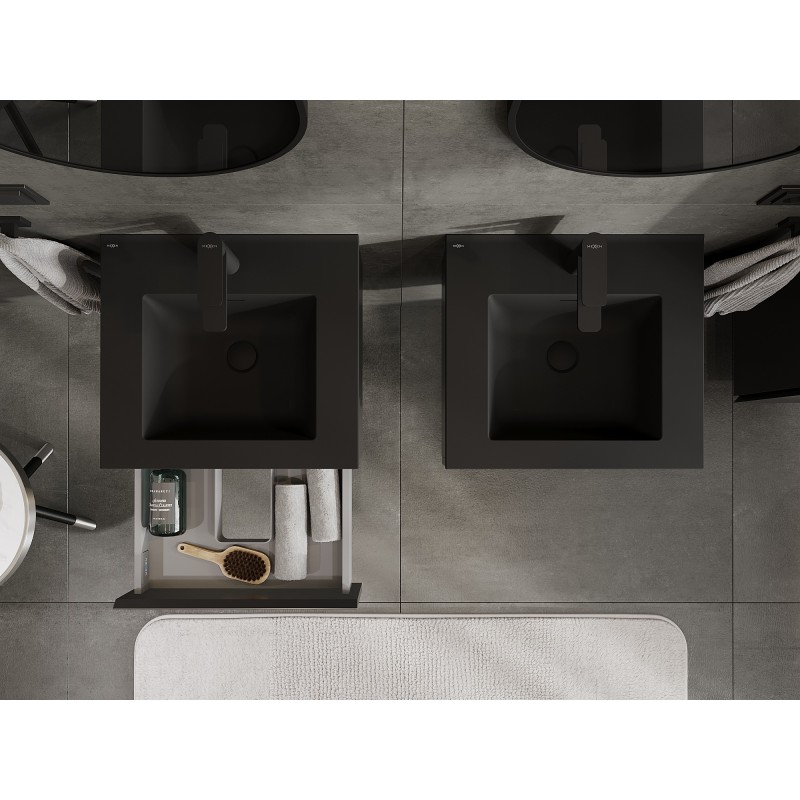 Mexen Orio kúpeľňová skrinka 50 cm s umývadlom Otis, 1 zásuvka, čierny mat - 91A10-05023-1-BF71-W18M71