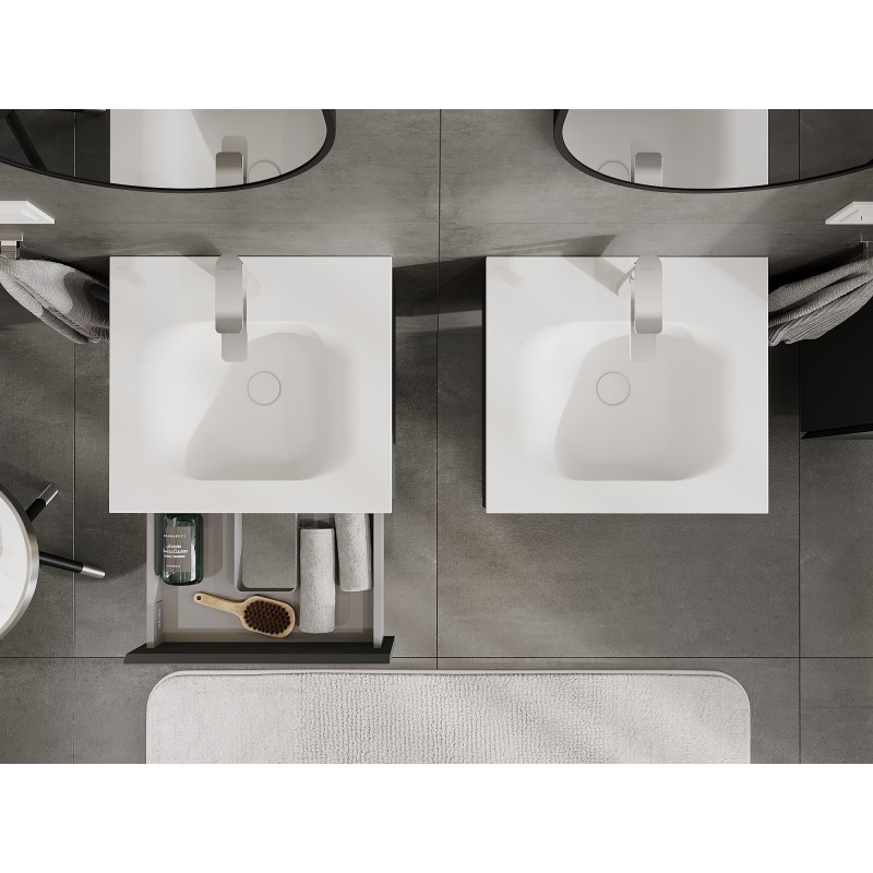 Mexen Orio kúpeľňová skrinka 50 cm s umývadlom Vela, 1 zásuvka, grafit mat/biela mat - 91A10-05023-1-BF66-W23M01