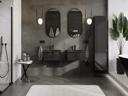 Mexen Orio kúpeľňová skrinka 50 cm s umývadlom Vela, 1 zásuvka, čierny lesk/čierny mat - 91A10-05023-1-BF70-W23M71