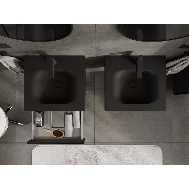 Mexen Orio kúpeľňová skrinka 50 cm s umývadlom Vela, 1 zásuvka, čierny mat - 91A10-05023-1-BF71-W23M71