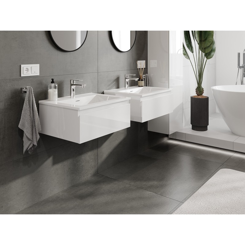 Mexen Orio kúpeľňová skrinka 60 cm s umývadlom Otis, 1 zásuvka, biely lesk - 91A10-06023-1-BF00-W18M00