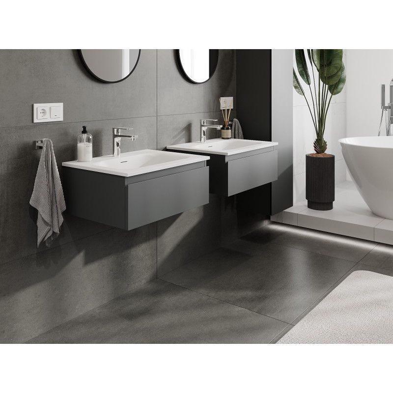 Mexen Orio kúpeľňová skrinka 60 cm s umývadlom Vela, 1 zásuvka, grafit matná/biela matná - 91A10-06023-1-BF66-W23M01