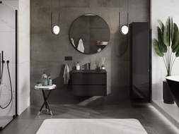 Mexen Orio kúpeľňová skrinka 70 cm s umývadlom Vela, 2 zásuvky, čierny lesk/čierny mat - 91A10-07047-2-BFF70-W23M71