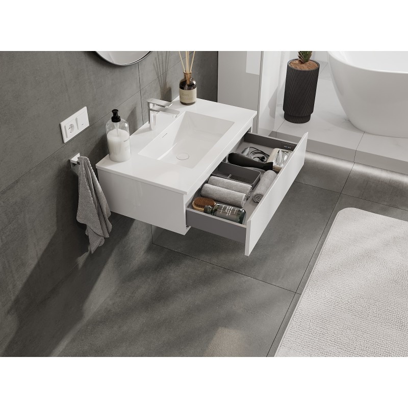 Mexen Orio kúpeľňová skrinka 80 cm s umývadlom Otis, 1 zásuvka, biely lesk - 91A10-08023-1-BF00-W18M00