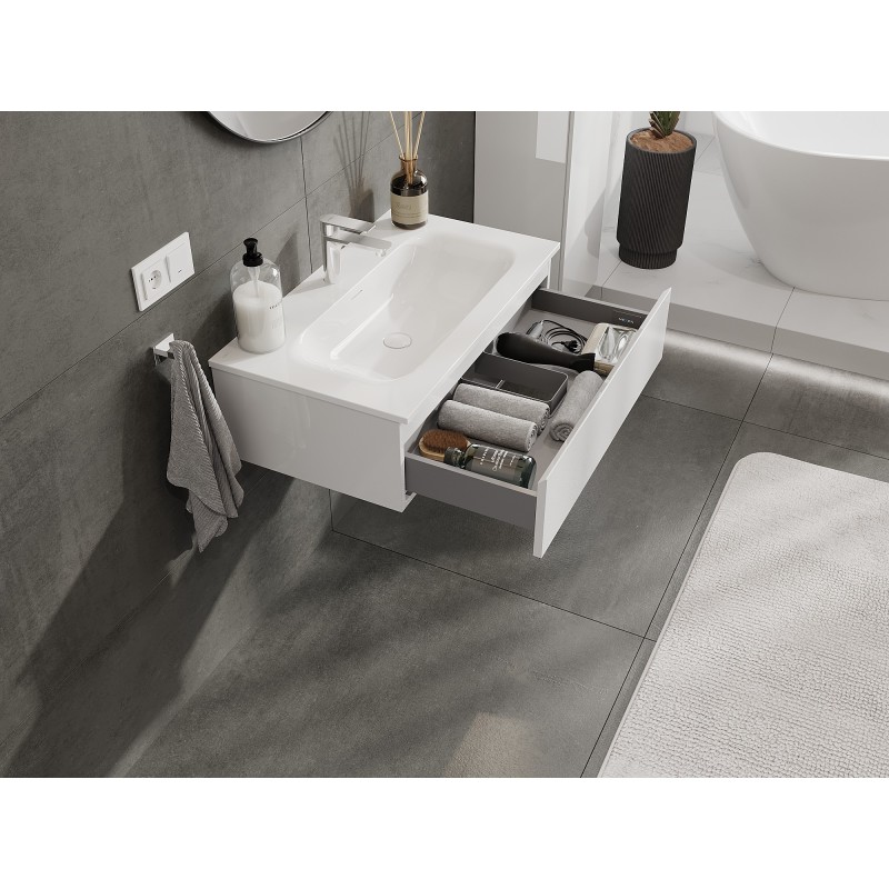 Mexen Orio kúpeľňová skrinka 80 cm s umývadlom Vela, 1 zásuvka, biela lesk - 91A10-08023-1-BF00-W23M00