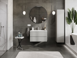 Mexen Orio kúpeľňová skrinka 80 cm s umývadlom Vela, 2 zásuvky, sivá matná/biela matná - 91A10-08047-2-BFF62-W23M01