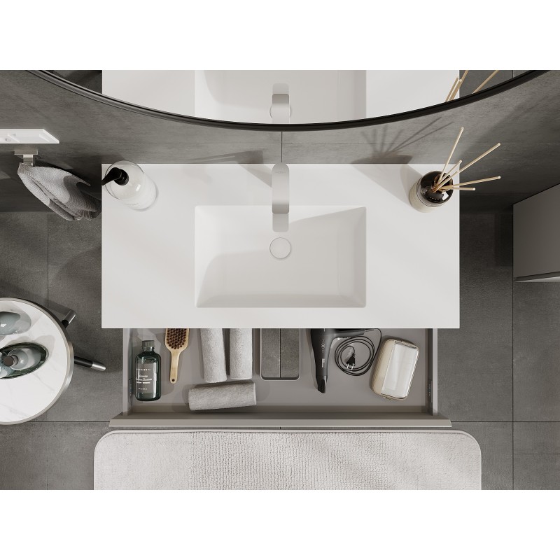 Mexen Orio kúpeľňová skrinka 100 cm s umývadlom Otis, 1 zásuvka, sivá matná/biela matná - 91A10-10023-1-BF62-W18M01