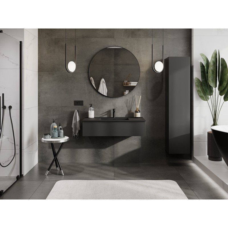 Mexen Orio kúpeľňová skrinka 100 cm s umývadlom Otis, 1 zásuvka, čierna matná - 91A10-10023-1-BF71-W18M71