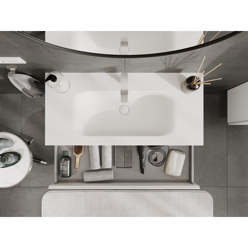 Mexen Orio kúpeľňová skrinka 100 cm s umývadlom Vela, 1 zásuvka, biela matná - 91A10-10023-1-BF01-W23M01