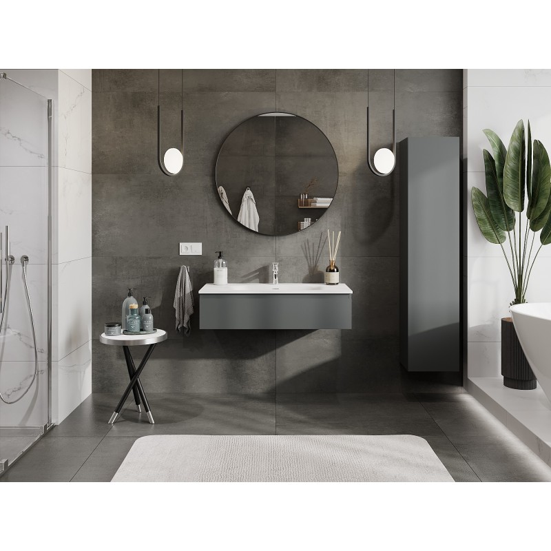 Mexen Orio kúpeľňová skrinka 100 cm s umývadlom Vela, 1 zásuvka, grafit mat/biela mat - 91A10-10023-1-BF66-W23M01