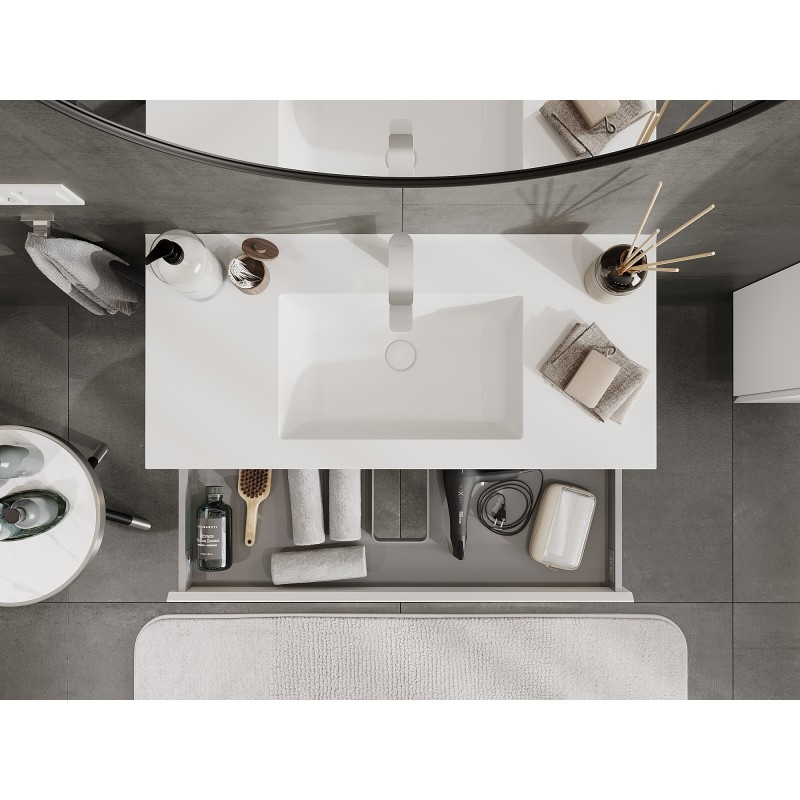 Mexen Orio kúpeľňová skrinka 100 cm s umývadlom Otis, 2 zásuvky, biela mat - 91A10-10047-2-BFF01-W18M01