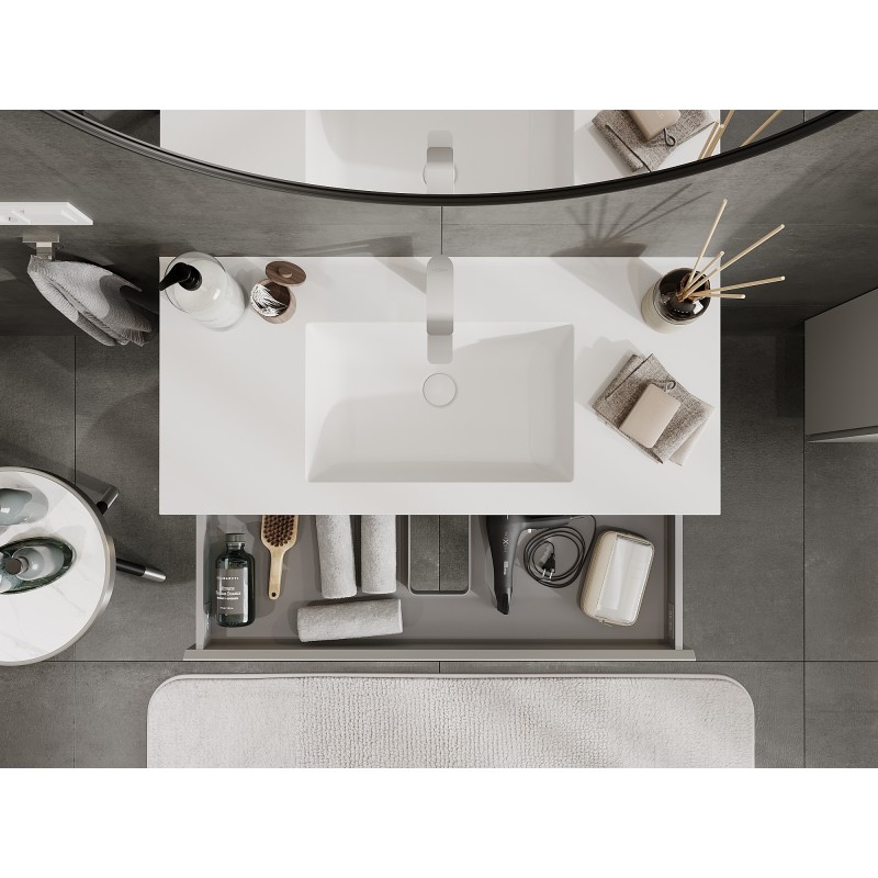 Mexen Orio kúpeľňová skrinka 100 cm s umývadlom Otis, 2 zásuvky, sivá matná/biela matná - 91A10-10047-2-BFF62-W18M01