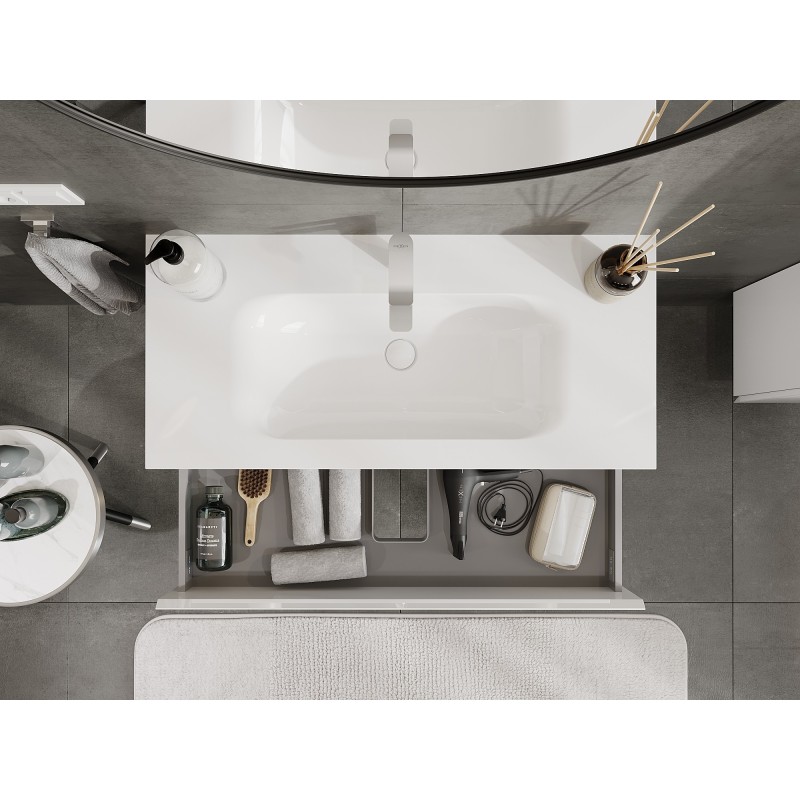 Mexen Orio Kúpeľňová skrinka 100 cm s umývadlom Vela, 2 zásuvky, biely lesk - 91A10-10047-2-BFF00-W23M00