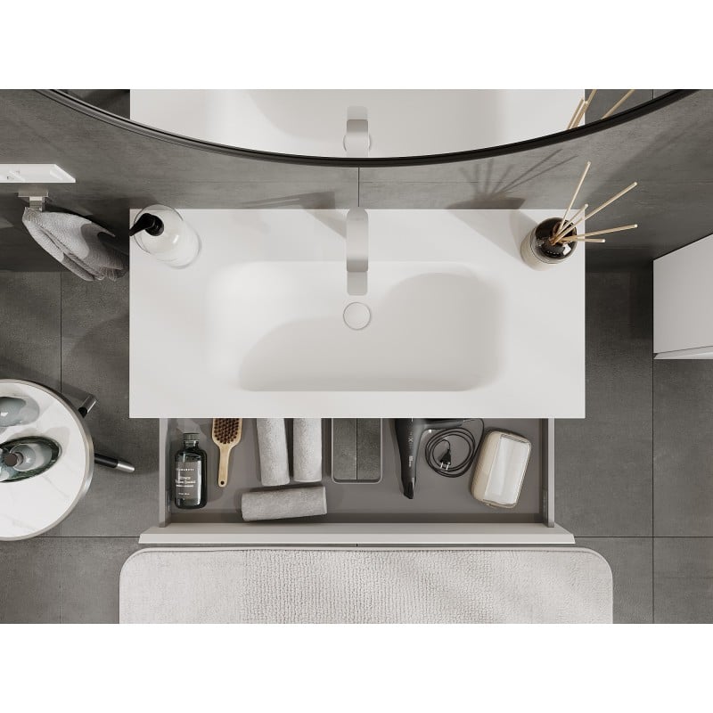 Mexen Orio kúpeľňová skrinka 100 cm s umývadlom Vela, 2 zásuvky, biela matná - 91A10-10047-2-BFF01-W23M01